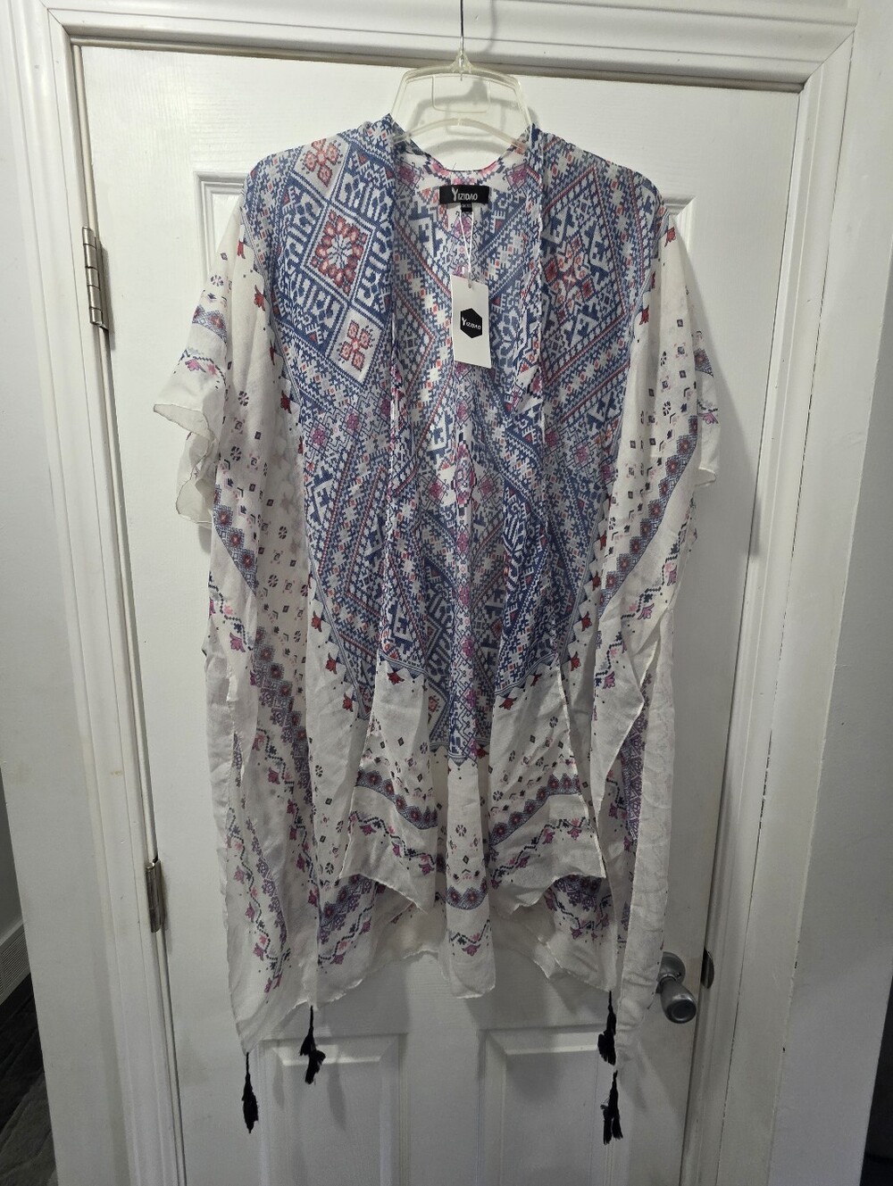 Vero Moda White Blue Pink Printed Boho Kimono Tunic